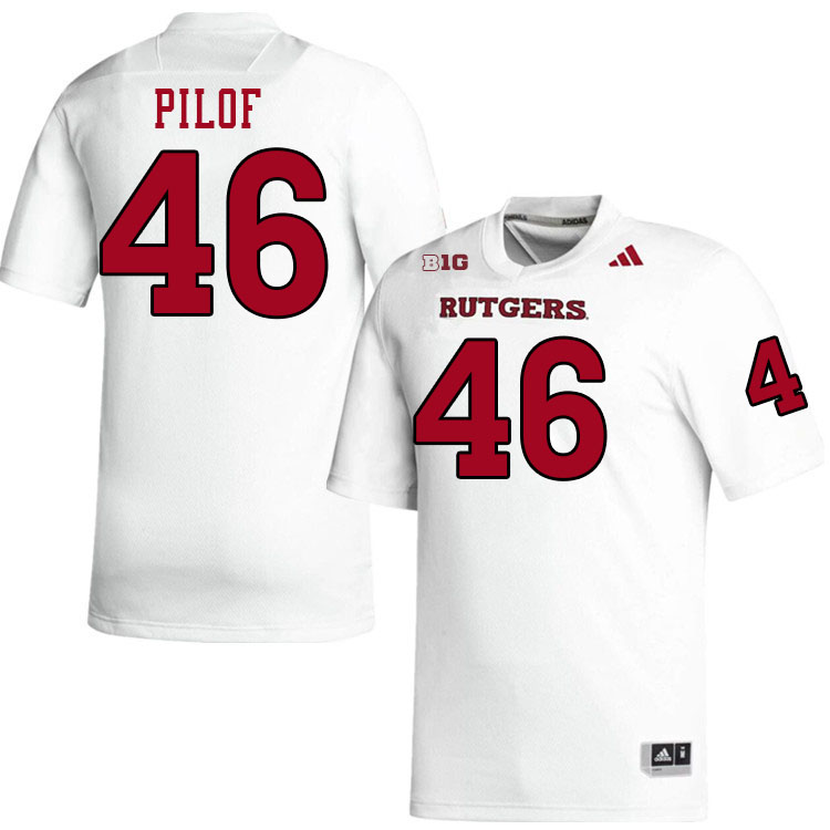 Men #46 Sam Pilof Rutgers Scarlet Knights 2024 College Football Jerseys Stitched-White